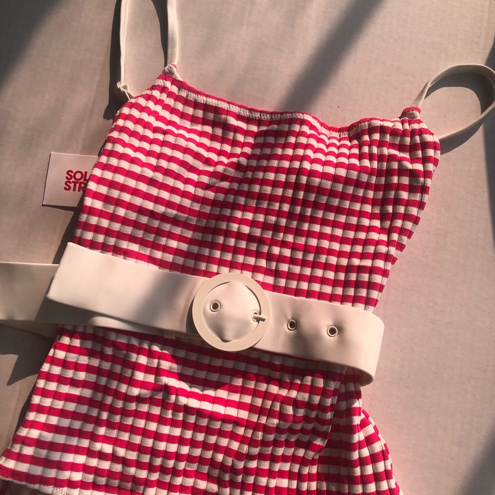 Solid & Striped Nina One Piece Fuchsia Pink Stripe - Picture 7 of 8